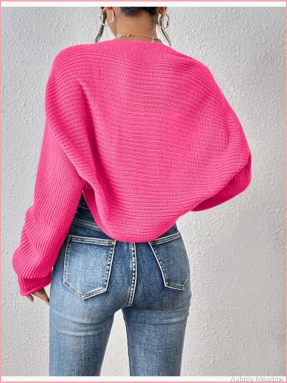 Long Sleeve Open Front Knit Cropped Cardigan Sweater Shrug - Picture 4 of 4